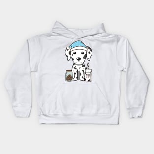 Funny Dalmatian is having a midnight snack Kids Hoodie